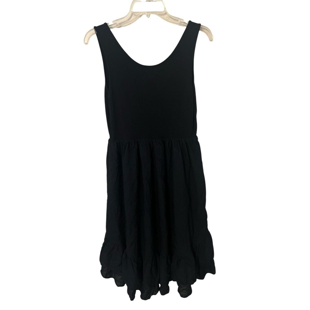 Saint Tropez West Black Sleeveless Tiered Ruffle Hem Mini Dress Minimalist Boho